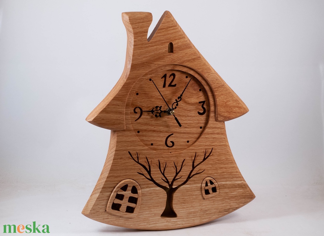 Házikó falióra, Fa falióra, faóra - otthon & életmód - dekoráció - fali és függő dekoráció - falióra & óra - Meska.hu