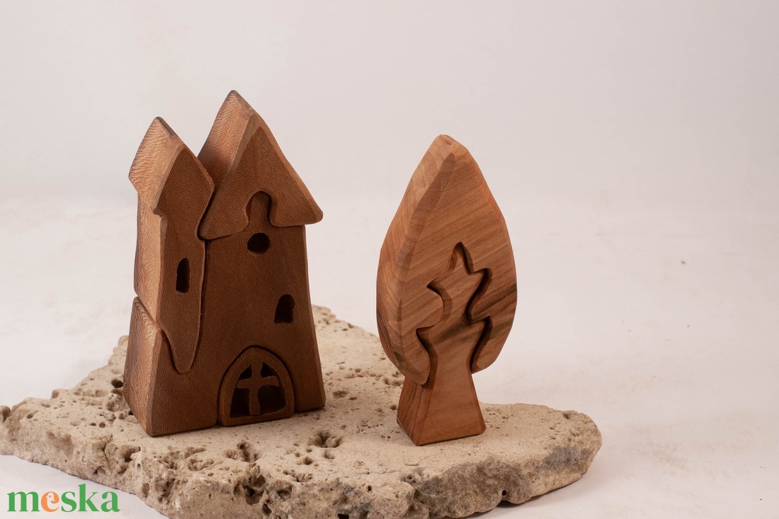  Fa templom+ fa házikó, építő, kirakó - játék & sport - építőjáték - Meska.hu