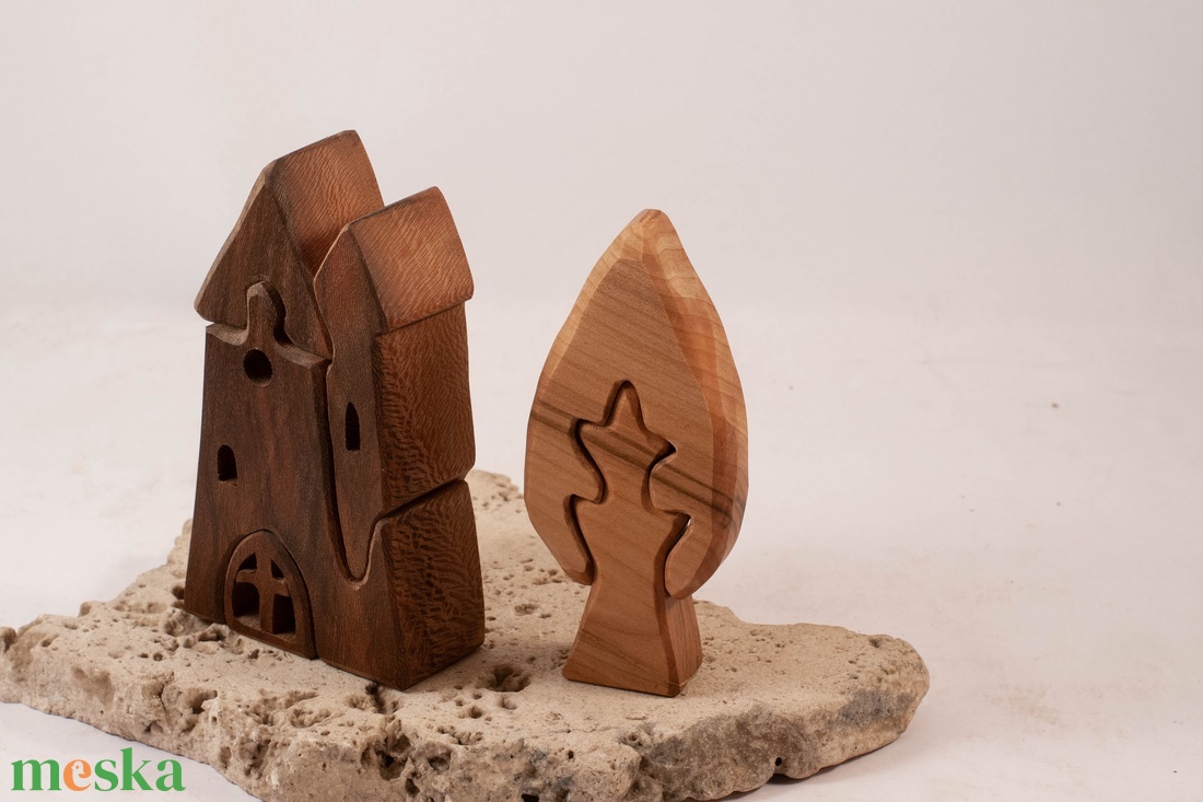  Fa templom+ fa házikó, építő, kirakó - játék & sport - építőjáték - Meska.hu