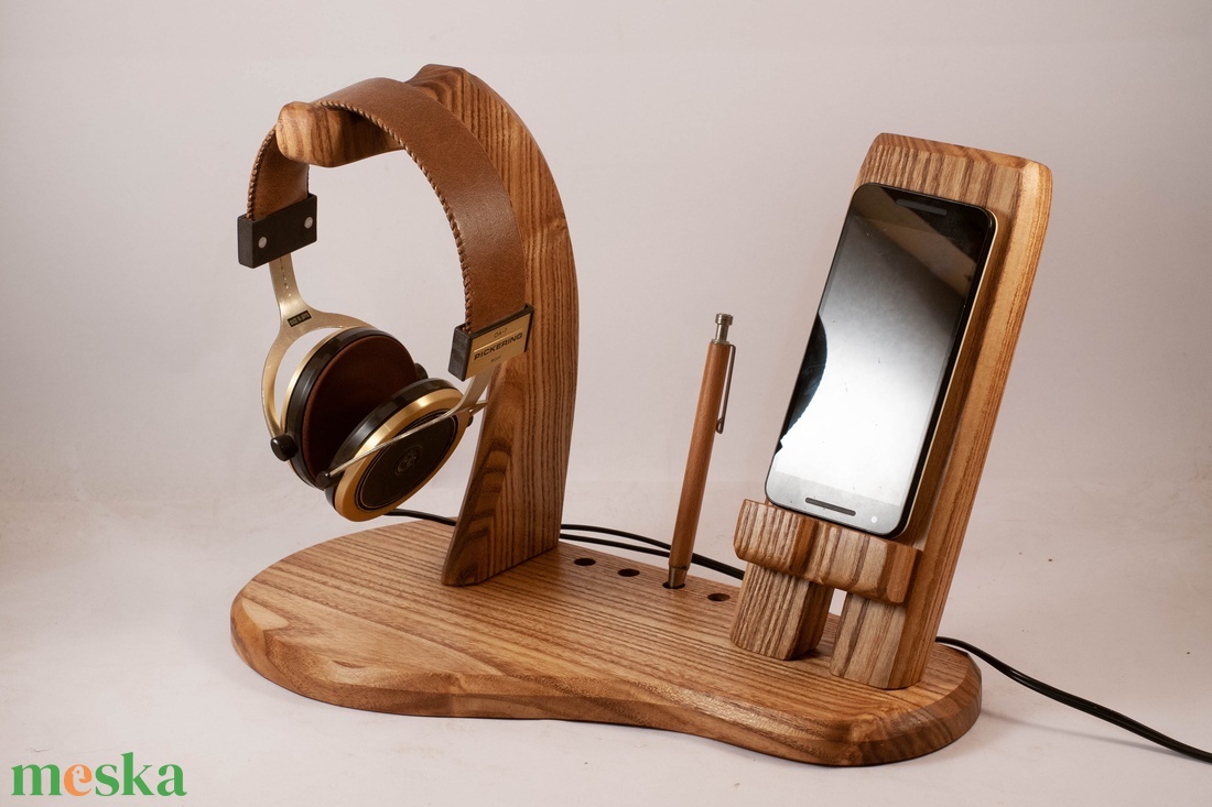 Fejhallgató, és mobiltelefon tartó, asztali rendező - otthon & életmód - tárolás & rendszerezés - íróasztali tároló - Meska.hu