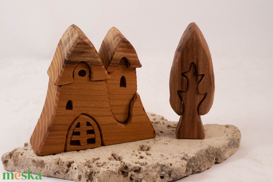  Fa várkastély+ fa házikó, építő, kirakó - játék & sport - építőjáték - Meska.hu