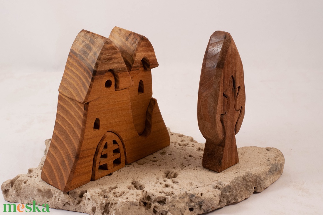  Fa várkastély+ fa házikó, építő, kirakó - játék & sport - építőjáték - Meska.hu