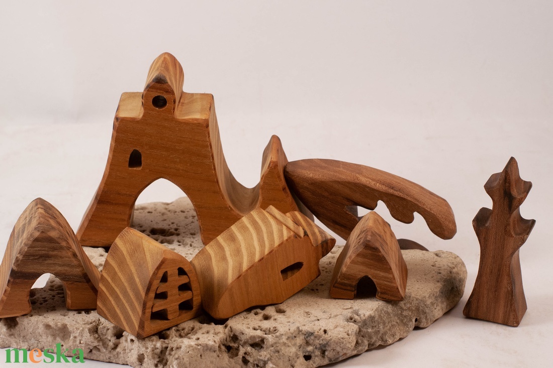  Fa várkastély+ fa házikó, építő, kirakó - játék & sport - építőjáték - Meska.hu