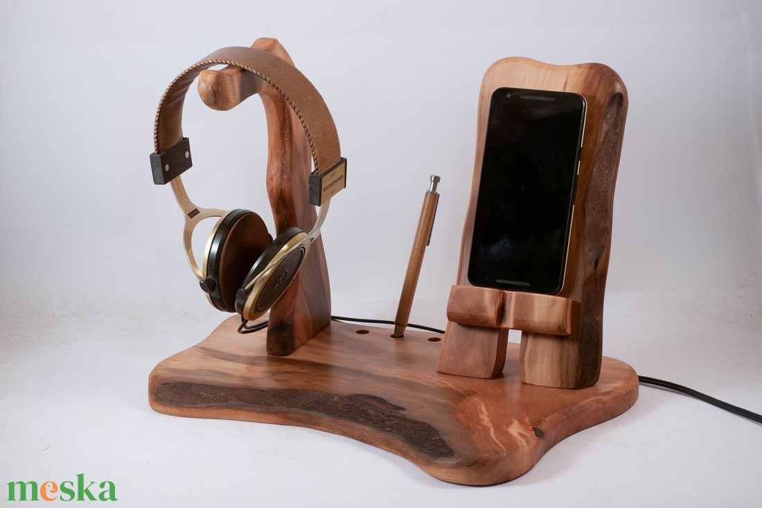 Fejhallgató, és mobiltelefon tartó, asztali rendező - otthon & életmód - tárolás & rendszerezés - íróasztali tároló - Meska.hu