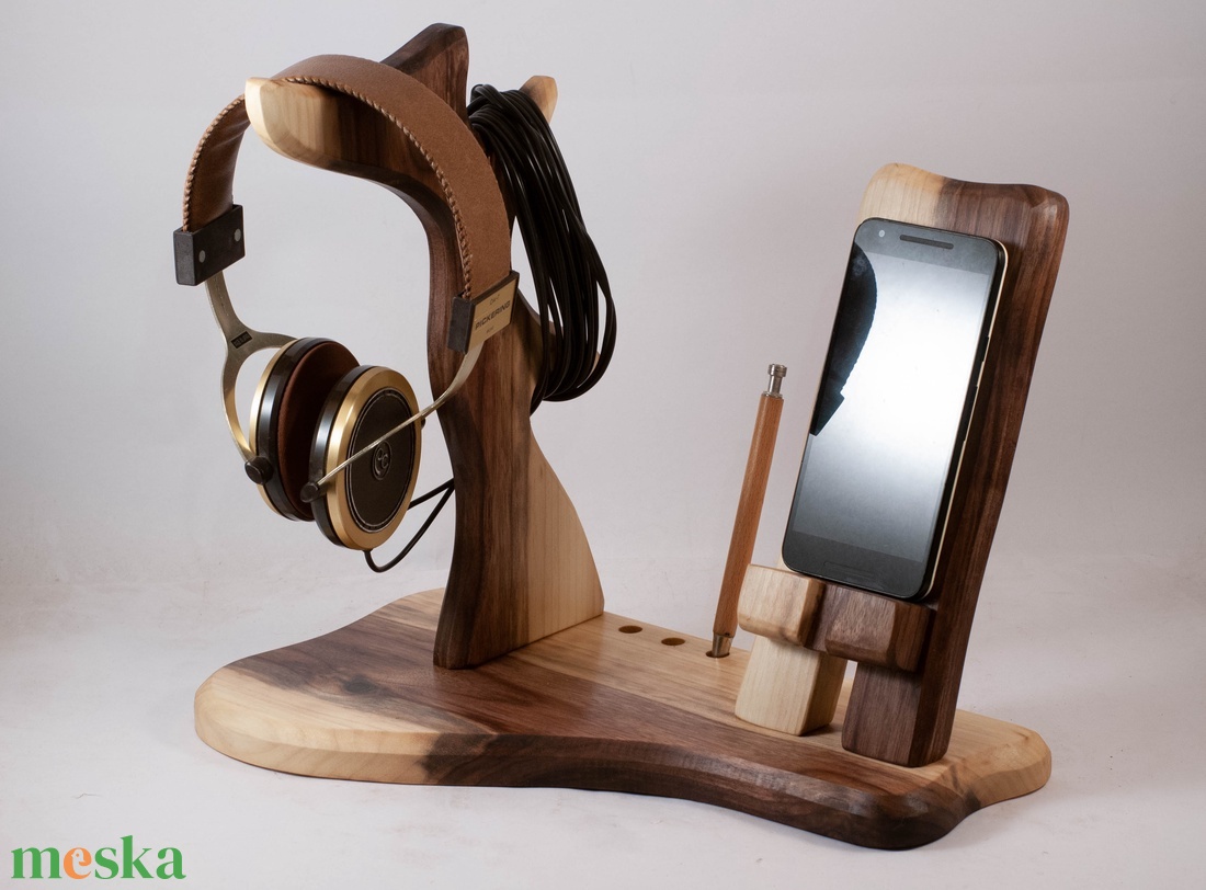 Fejhallgató, és mobil tartó, asztali rendező - otthon & életmód - tárolás & rendszerezés - íróasztali tároló - Meska.hu