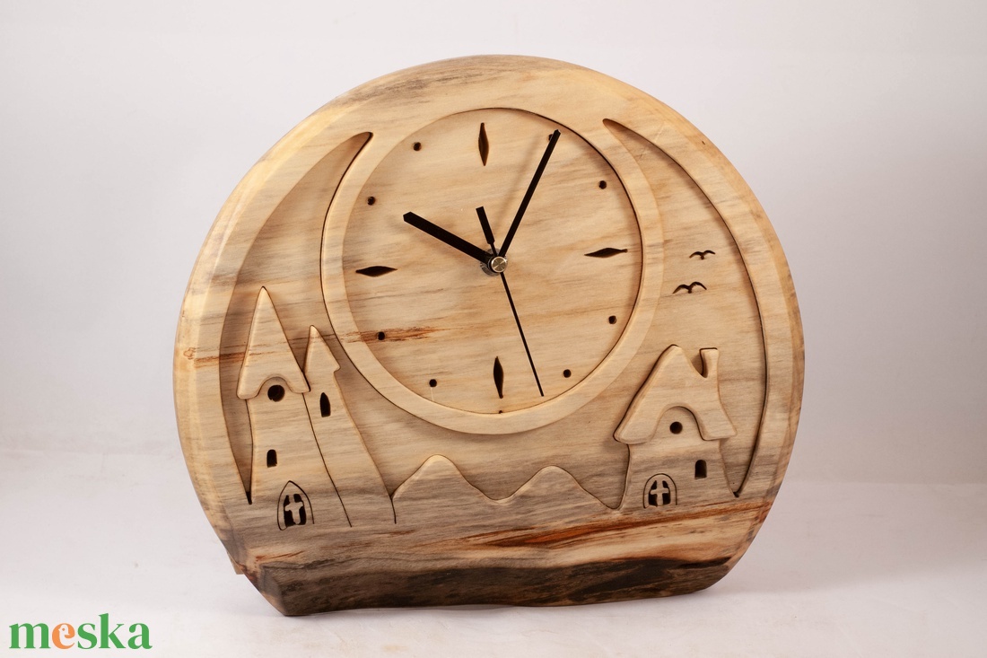 Fa falióra, tájképes faóra,  - otthon & életmód - dekoráció - fali és függő dekoráció - falióra & óra - Meska.hu