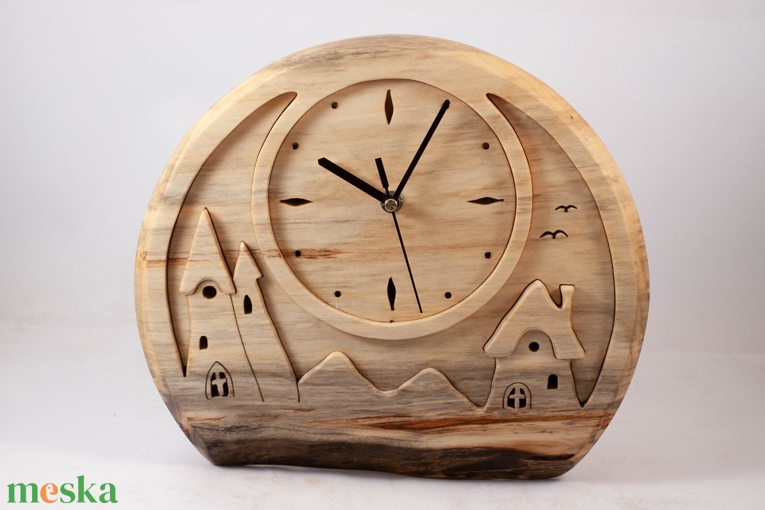 Fa falióra, tájképes faóra,  - otthon & életmód - dekoráció - fali és függő dekoráció - falióra & óra - Meska.hu