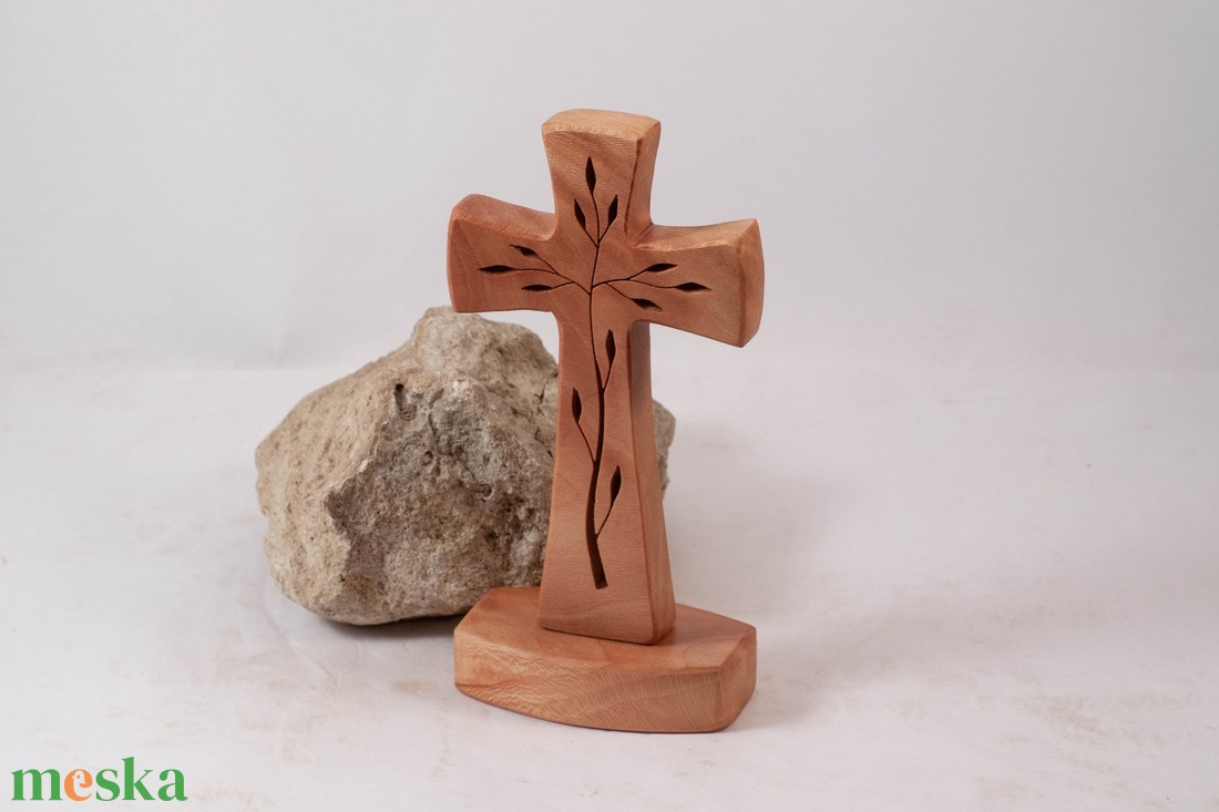 Mintás fakereszt talpas, asztali kereszt - otthon & életmód - vallás - kereszt - Meska.hu