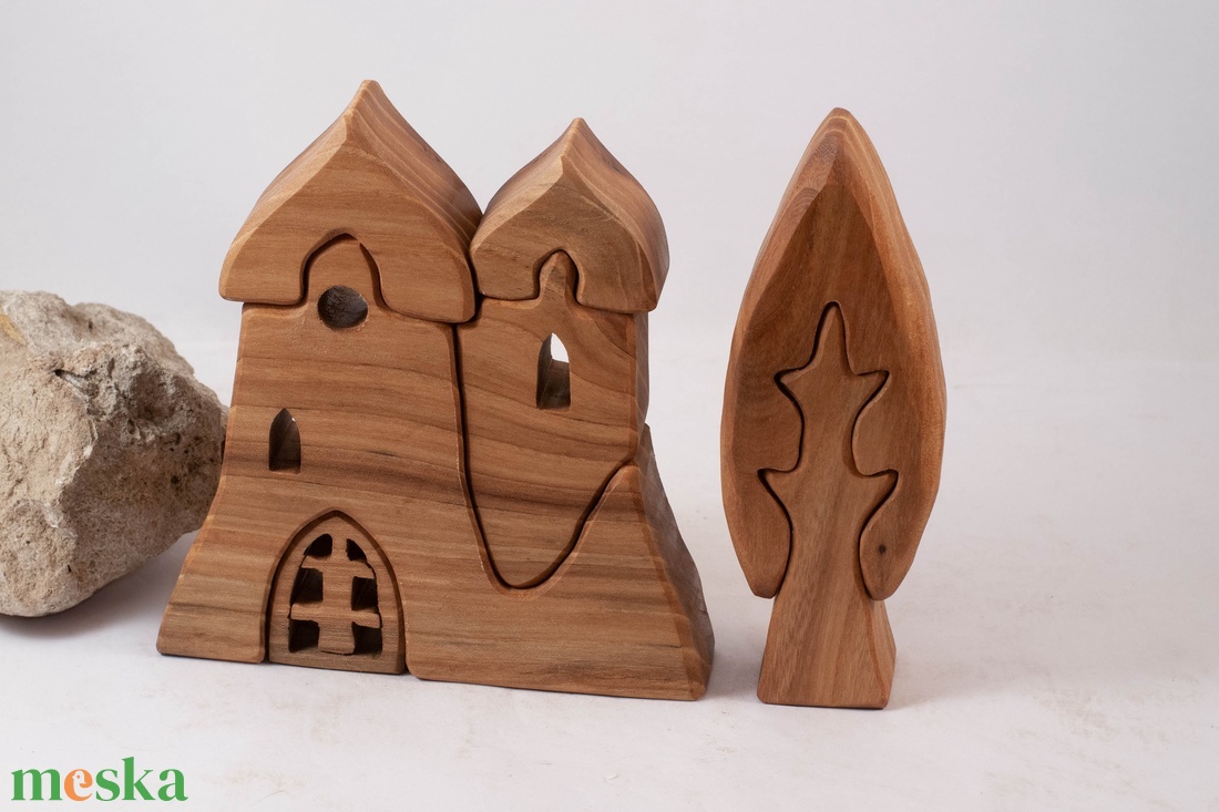  Fa várkastély, templom+ fa,  fa építő, kirakó - játék & sport - építőjáték - Meska.hu