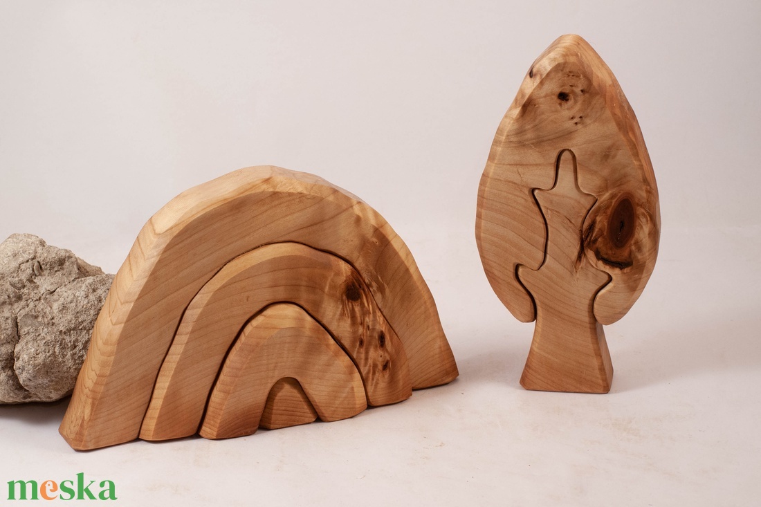  Fa barlang+ fa,  fa építő, kirakó - játék & sport - építőjáték - Meska.hu