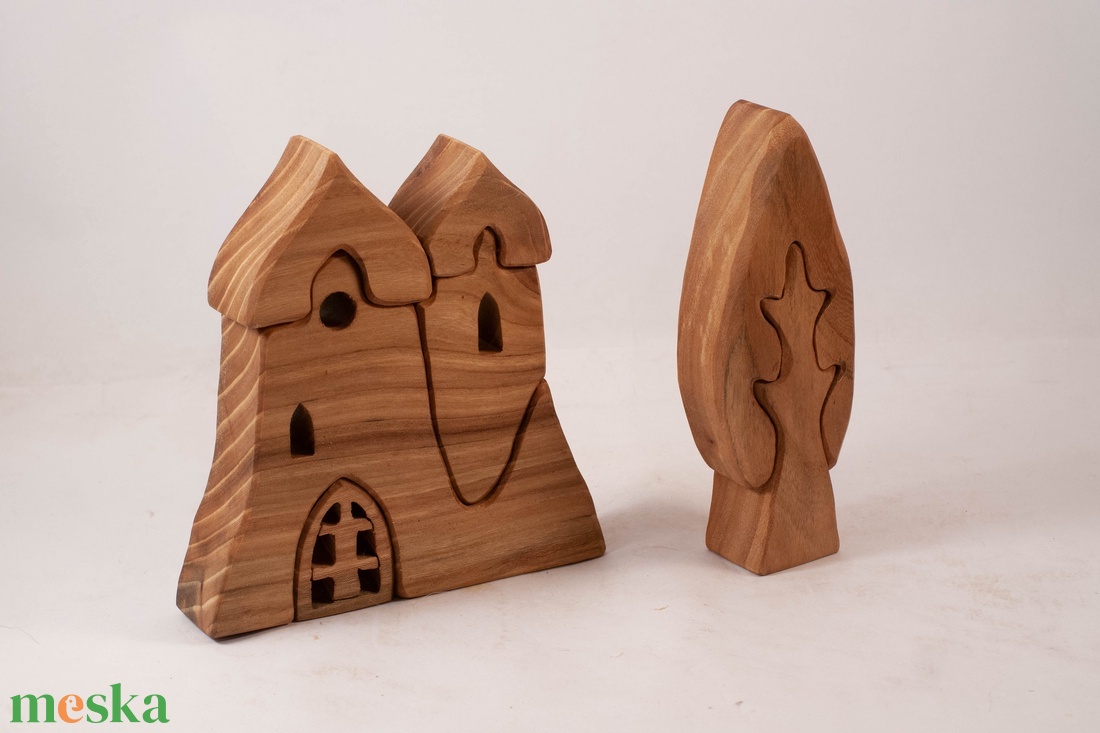  Fa várkastély, templom+ fa,  fa építő, kirakó - játék & sport - építőjáték - Meska.hu