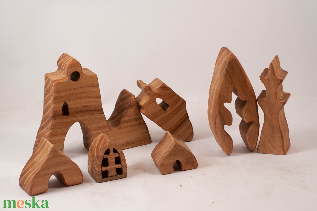  Fa várkastély, templom+ fa,  fa építő, kirakó - játék & sport - építőjáték - Meska.hu