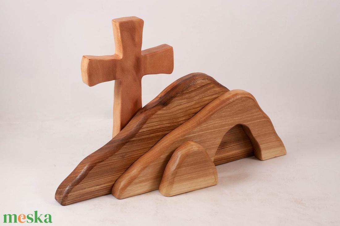 Húsvéti dekoráció kereszttel, fa kereszt - ünnepi díszek, dekorációk - húsvéti díszek és dekorációk - húsvéti asztaldíszek - Meska.hu