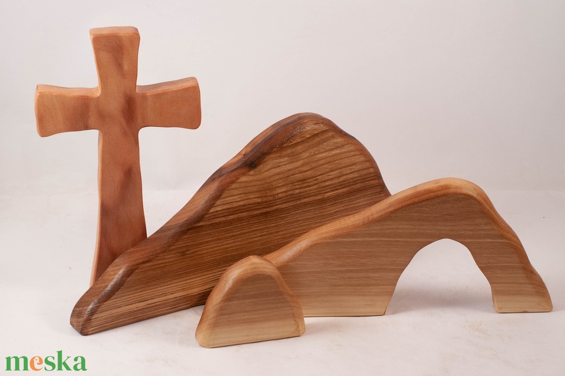 Húsvéti dekoráció kereszttel, fa kereszt - ünnepi díszek, dekorációk - húsvéti díszek és dekorációk - húsvéti asztaldíszek - Meska.hu