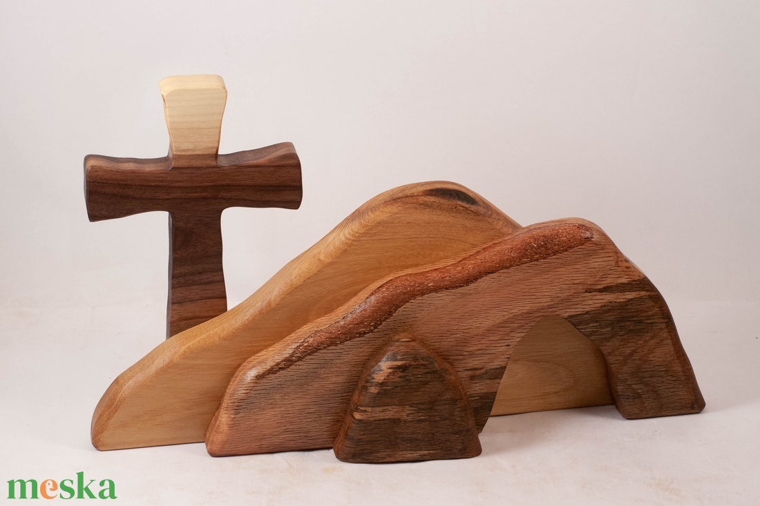 Húsvéti dekoráció kereszttel, fa kereszt - ünnepi díszek, dekorációk - húsvéti díszek és dekorációk - húsvéti asztaldíszek - Meska.hu