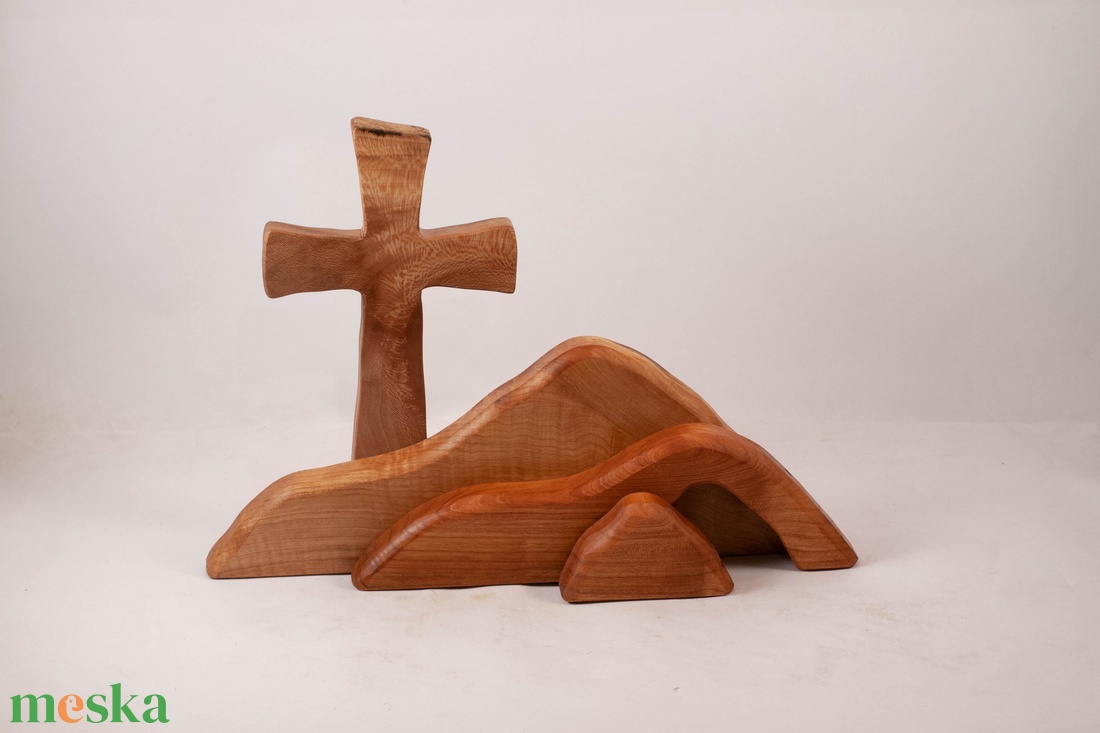 Húsvéti dekoráció kereszttel, fa kereszt - ünnepi díszek, dekorációk - húsvéti díszek és dekorációk - húsvéti asztaldíszek - Meska.hu