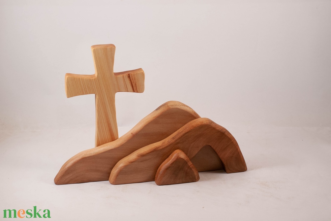 Húsvéti dekoráció kereszttel, fa kereszt - ünnepi díszek, dekorációk - húsvéti díszek és dekorációk - húsvéti asztaldíszek - Meska.hu