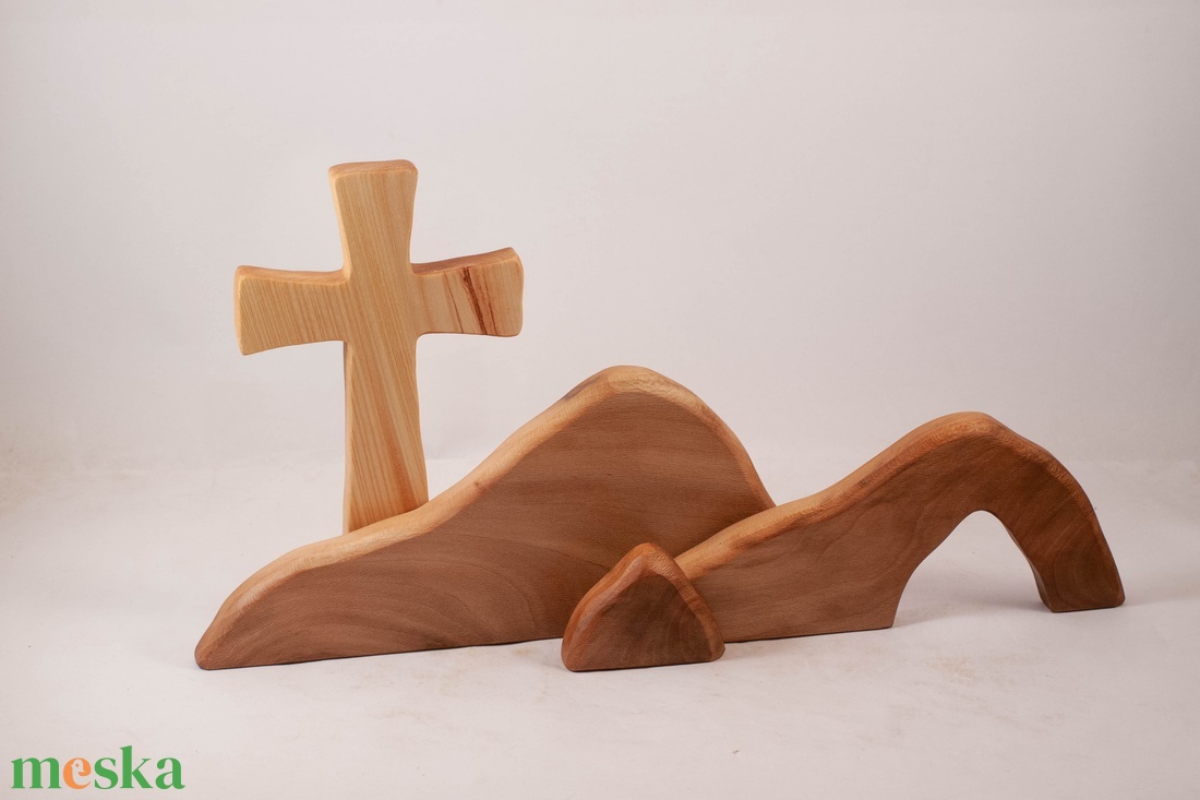 Húsvéti dekoráció kereszttel, fa kereszt - ünnepi díszek, dekorációk - húsvéti díszek és dekorációk - húsvéti asztaldíszek - Meska.hu