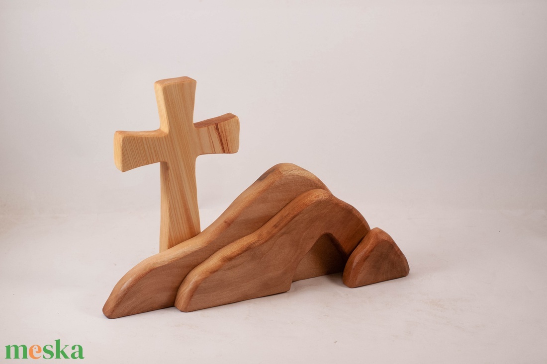 Húsvéti dekoráció kereszttel, fa kereszt - ünnepi díszek, dekorációk - húsvéti díszek és dekorációk - húsvéti asztaldíszek - Meska.hu