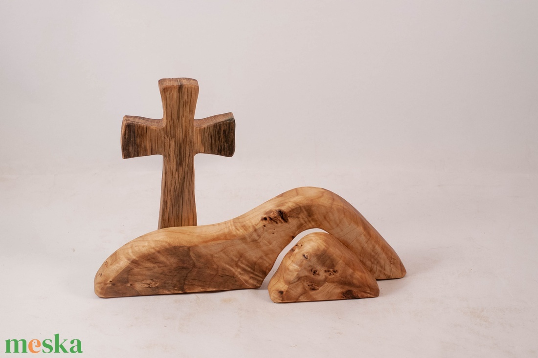 Húsvéti dekoráció kereszttel, fa kereszt - ünnepi díszek, dekorációk - húsvéti díszek és dekorációk - húsvéti asztaldíszek - Meska.hu