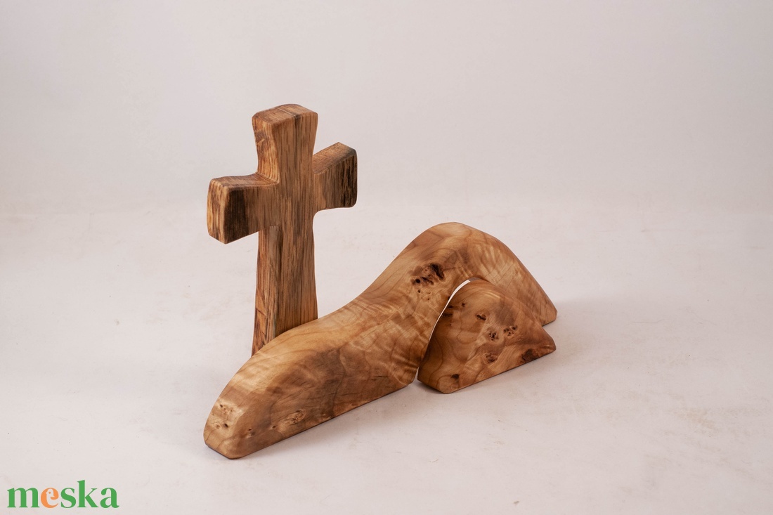 Húsvéti dekoráció kereszttel, fa kereszt - ünnepi díszek, dekorációk - húsvéti díszek és dekorációk - húsvéti asztaldíszek - Meska.hu