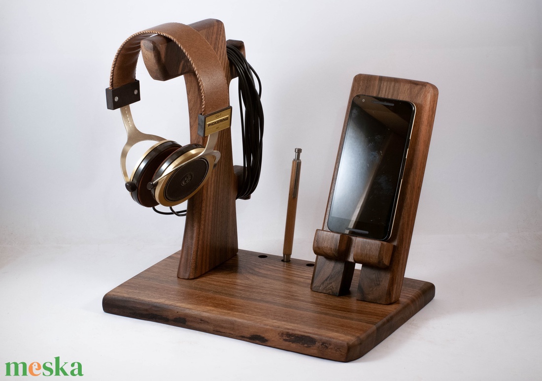 Fejhallgató tartó+ mobiltelefon tartó+ 3 toll tartó, asztali rendező - otthon & életmód - tárolás & rendszerezés - íróasztali tároló - Meska.hu