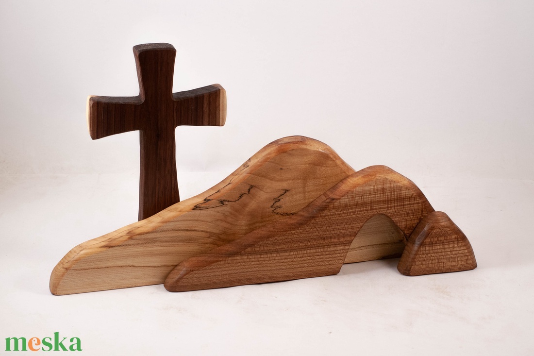 Húsvéti dekoráció kereszttel, fa kereszt - ünnepi díszek, dekorációk - húsvéti díszek és dekorációk - húsvéti asztaldíszek - Meska.hu