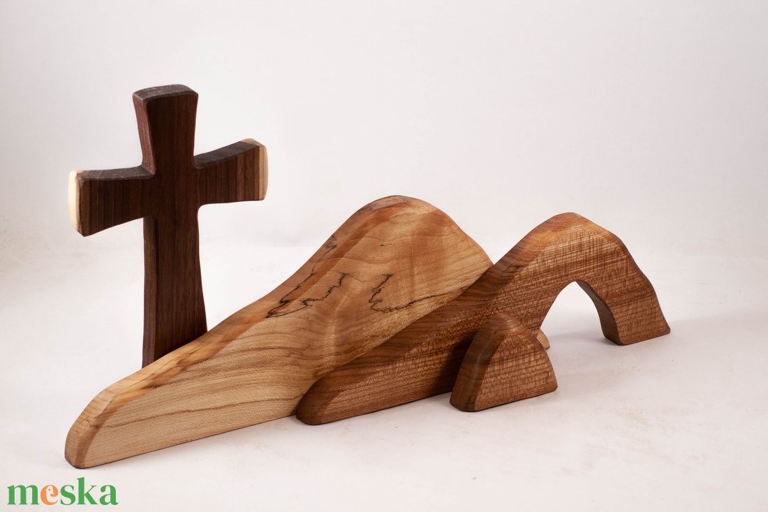 Húsvéti dekoráció kereszttel, fa kereszt - ünnepi díszek, dekorációk - húsvéti díszek és dekorációk - húsvéti asztaldíszek - Meska.hu