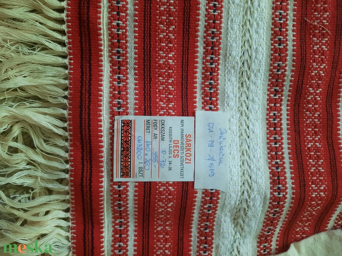 Sárközi Népi Iparművészeti Decsi szőttes terítő 1979-ből - 140x260 cm - otthon & életmód - lakástextil - abrosz, terítő - asztalfutó - Meska.hu