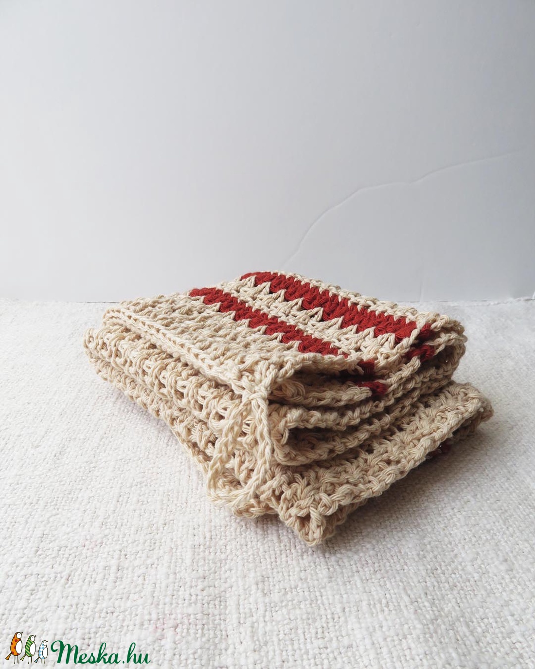 Kéztörlő kendő horgolt, újrahasznosított fonalból - otthon & életmód - konyhafelszerelés, tálalás - Meska.hu