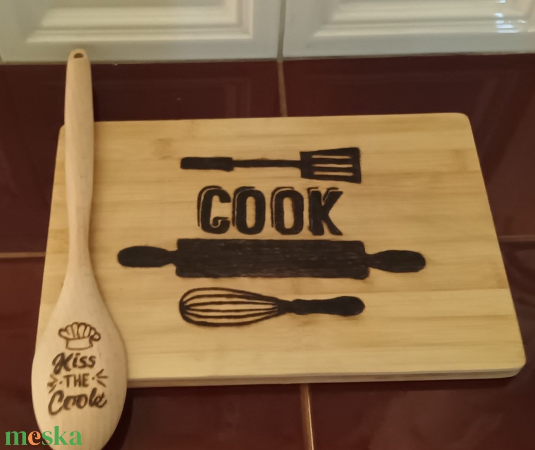 Konyhai szett, Kiss the Cook - otthon & életmód - konyhafelszerelés, tálalás - sütés, főzés - vágódeszka - Meska.hu