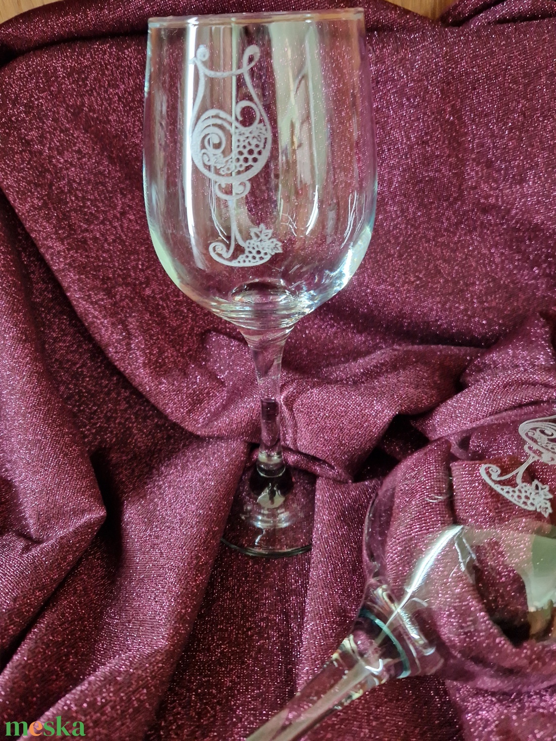 Borospohár szett, rózsás - otthon & életmód - konyhafelszerelés, tálalás - tálalás - boros poharak, szettek - Meska.hu