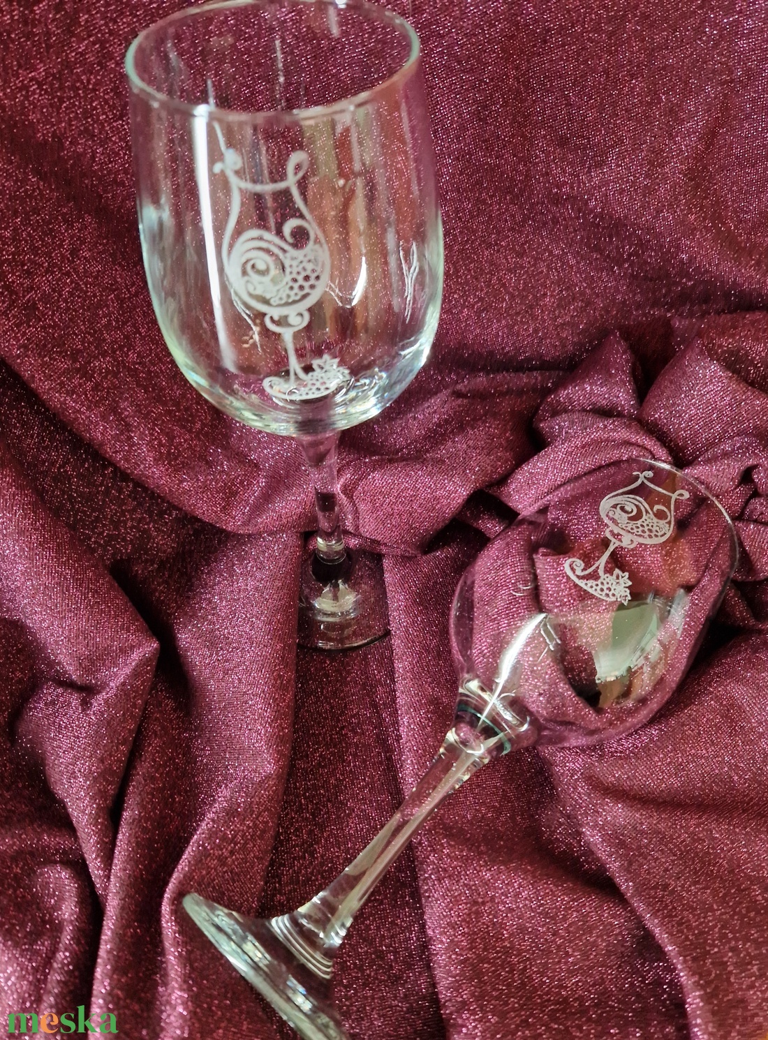 Borospohár szett, rózsás - otthon & életmód - konyhafelszerelés, tálalás - tálalás - boros poharak, szettek - Meska.hu
