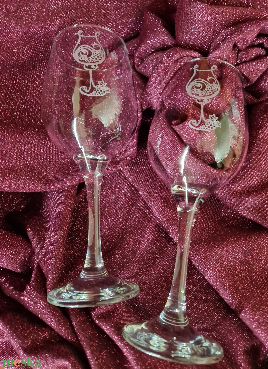 Borospohár szett, rózsás - otthon & életmód - konyhafelszerelés, tálalás - tálalás - boros poharak, szettek - Meska.hu