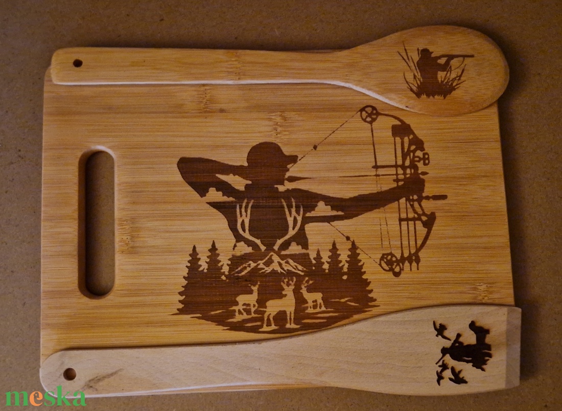 Konyhai szett, vadász, erdész - otthon & életmód - konyhafelszerelés, tálalás - sütés, főzés - vágódeszka - Meska.hu