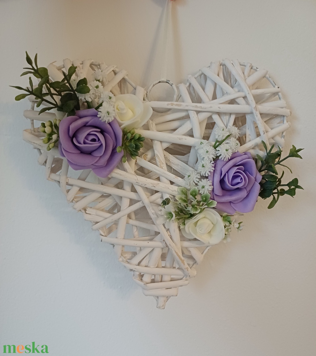 Szív alakú vessző koszorú - otthon & életmód - dekoráció - ajtó- és ablak dekoráció - ajtódísz & kopogtató - Meska.hu