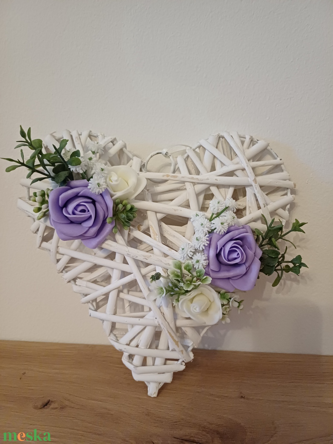 Szív alakú vessző koszorú - otthon & életmód - dekoráció - ajtó- és ablak dekoráció - ajtódísz & kopogtató - Meska.hu