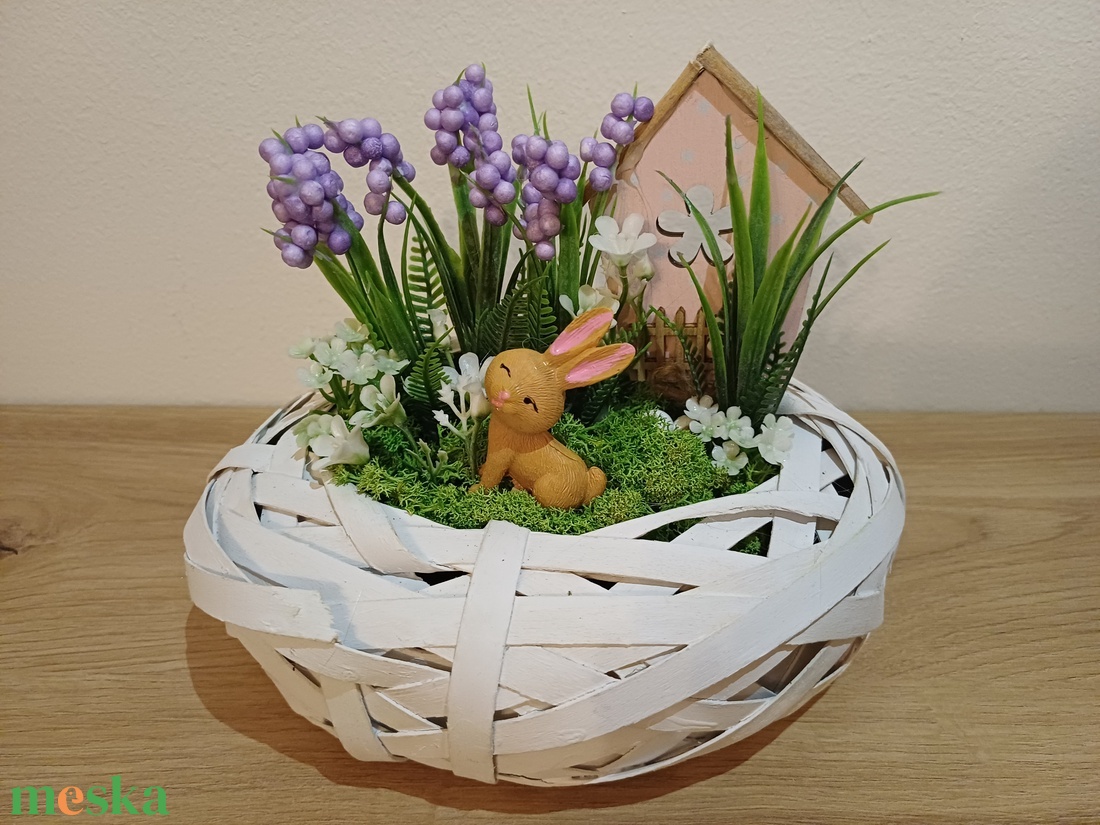 Nyuszis tavaszi asztaldísz - otthon & életmód - dekoráció - asztal és polc dekoráció - asztaldísz - Meska.hu