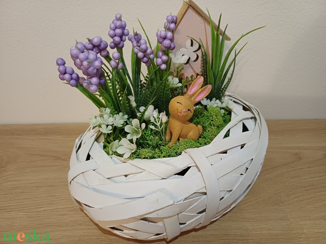 Nyuszis tavaszi asztaldísz - otthon & életmód - dekoráció - asztal és polc dekoráció - asztaldísz - Meska.hu