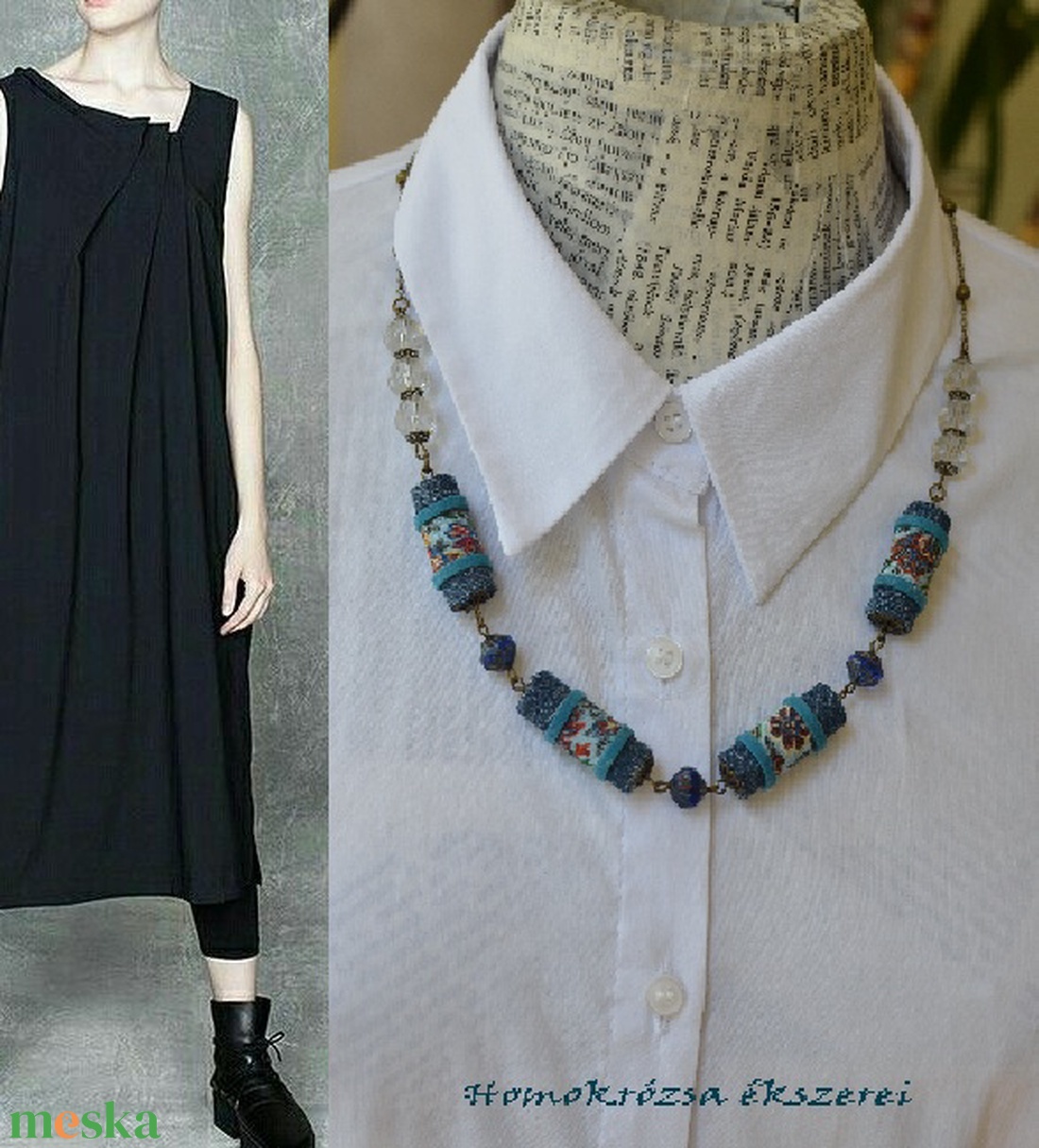  Századelő  farmerban - ékszer - nyaklánc - gyöngyös nyaklánc - Meska.hu