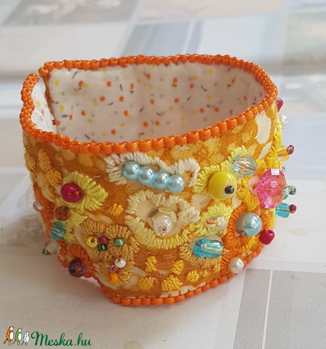 Campari szódával - ékszer - karkötő - széles karkötő - Meska.hu