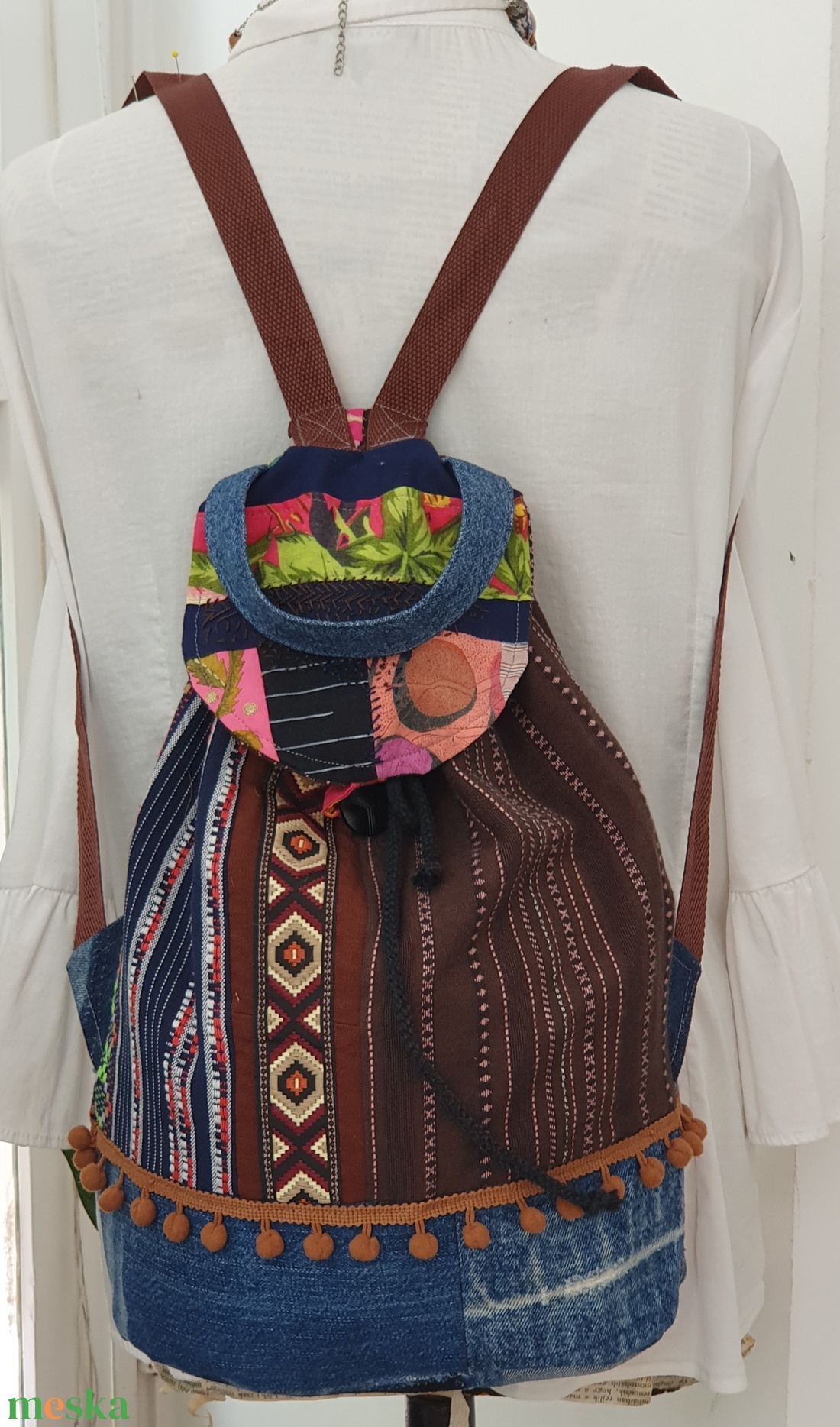 Ötletelés kékre és barnára - táska & tok - hátizsák - kishátizsák - Meska.hu