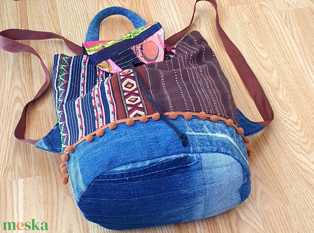 Ötletelés kékre és barnára - táska & tok - hátizsák - kishátizsák - Meska.hu