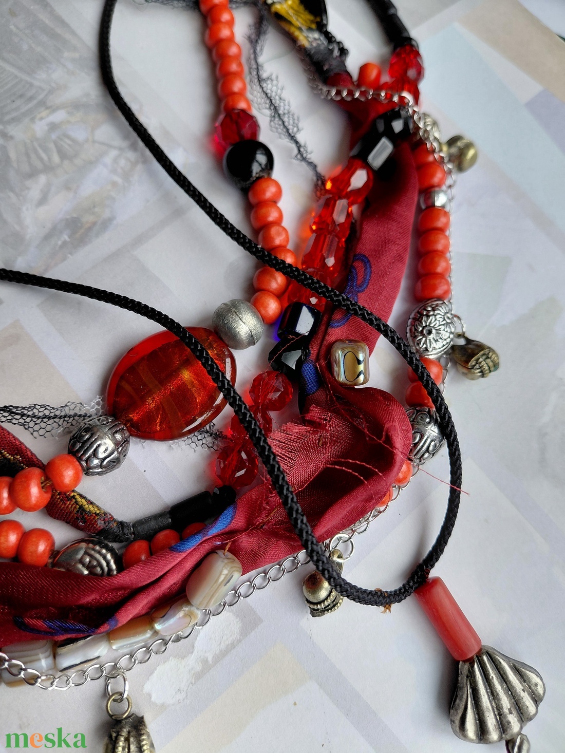 I love red - ékszer - nyaklánc - medál nélküli nyaklánc - Meska.hu