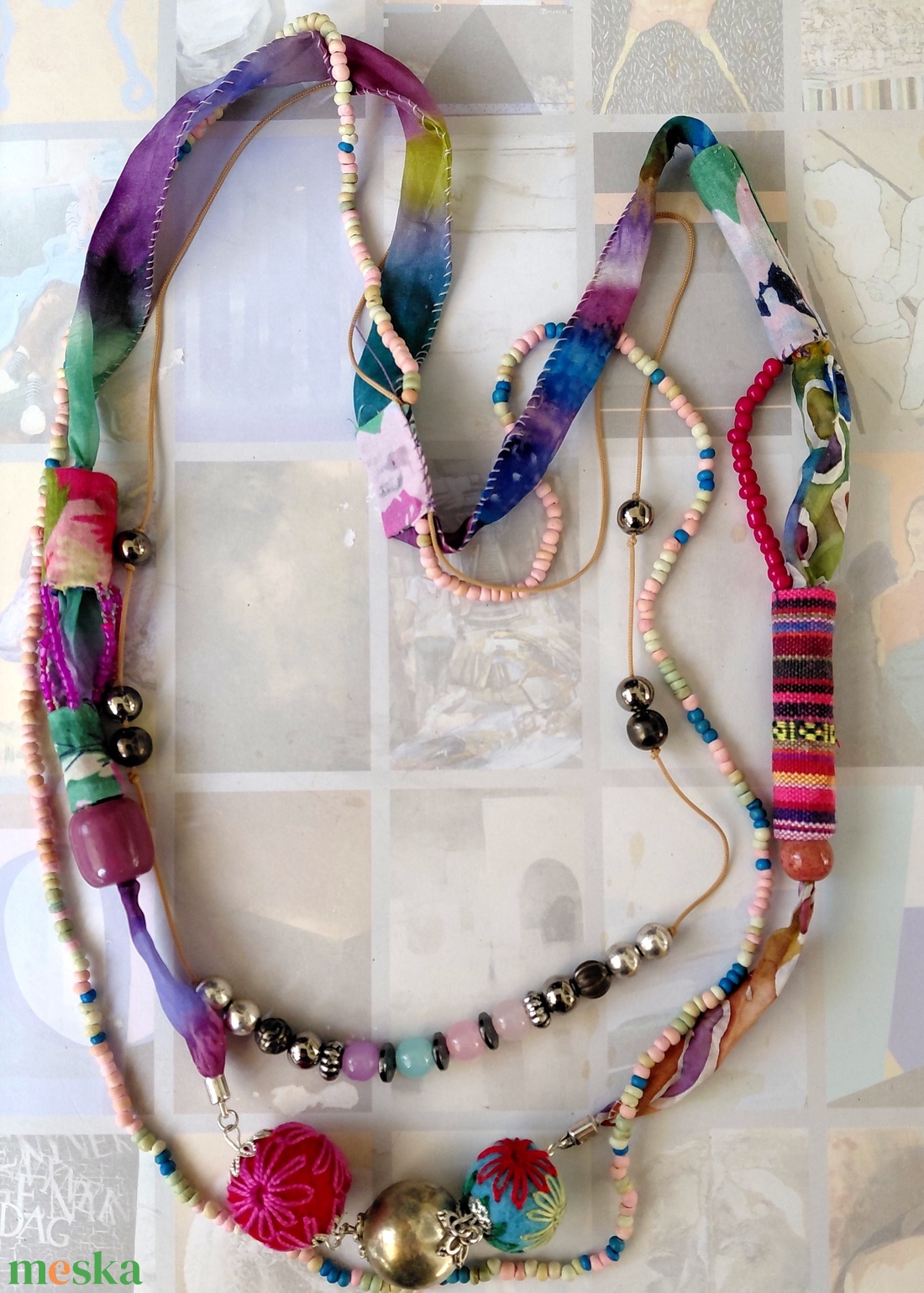 Holdfény és selyem - ékszer - nyaklánc - statement nyaklánc - Meska.hu