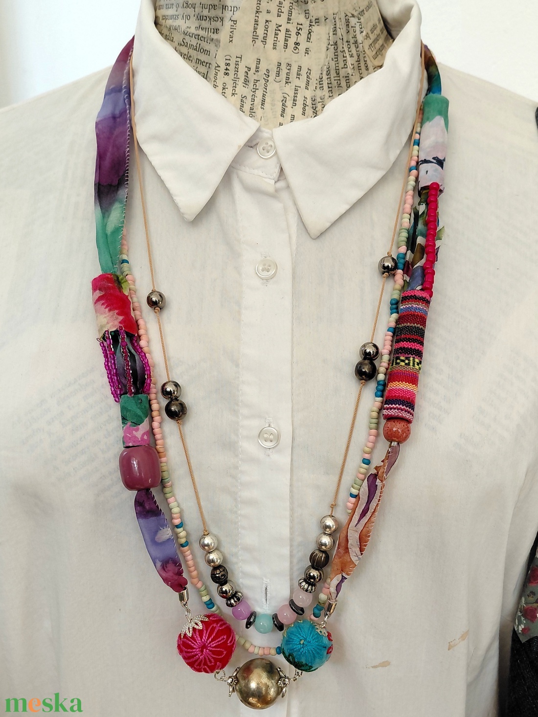 Holdfény és selyem - ékszer - nyaklánc - statement nyaklánc - Meska.hu