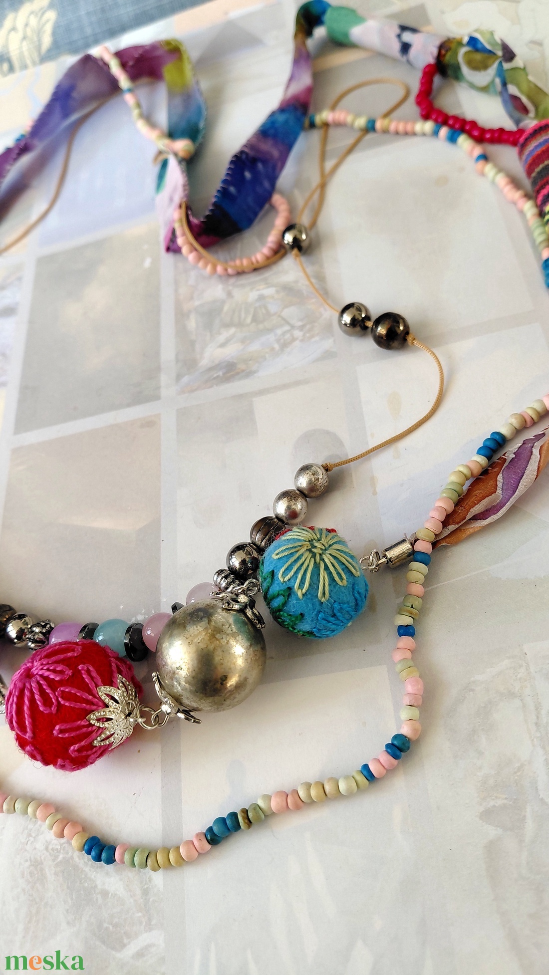 Holdfény és selyem - ékszer - nyaklánc - statement nyaklánc - Meska.hu