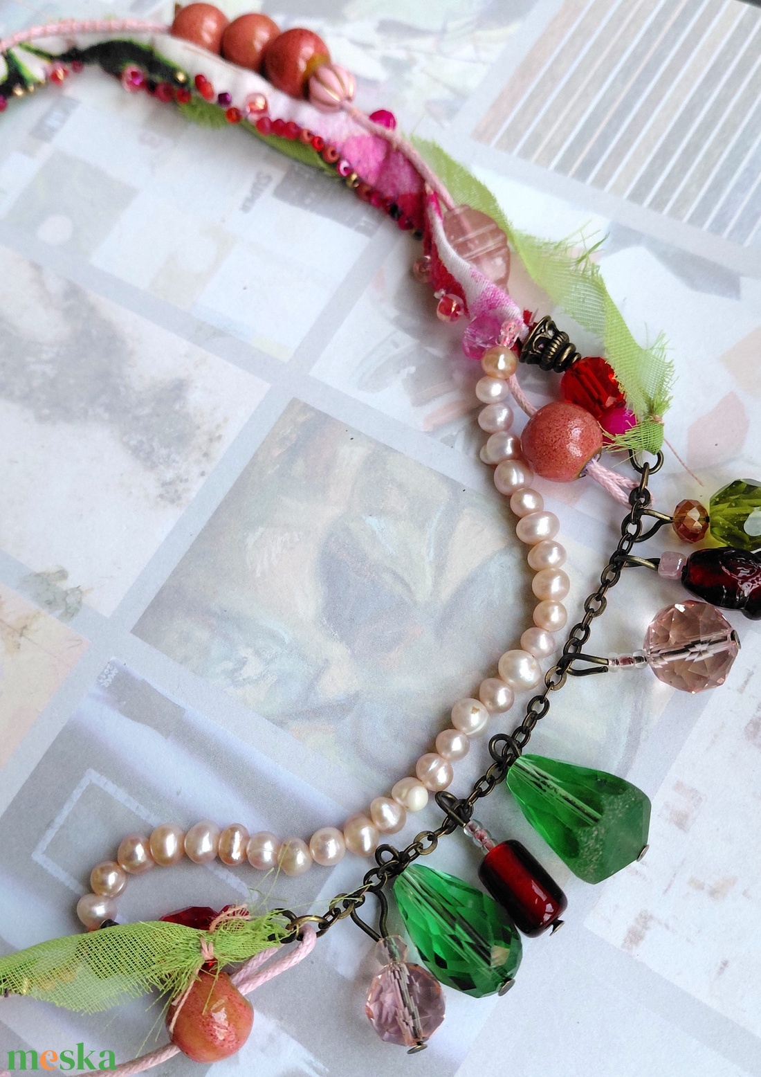 Pasztell tavasz - ékszer - nyaklánc - medál nélküli nyaklánc - Meska.hu