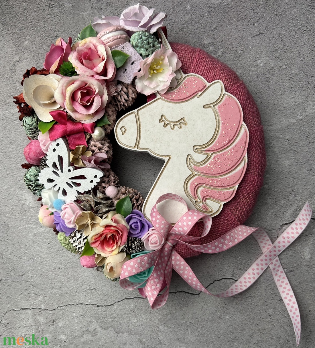 Lányos ajtódísz egyszarvúval - otthon & életmód - dekoráció - ajtó- és ablak dekoráció - ajtódísz & kopogtató - Meska.hu