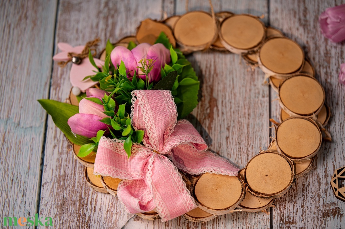 Tavaszi tulipános, nyuszis ajtódísz, kopogtató - otthon & életmód - dekoráció - ajtó- és ablak dekoráció - ajtódísz & kopogtató - Meska.hu